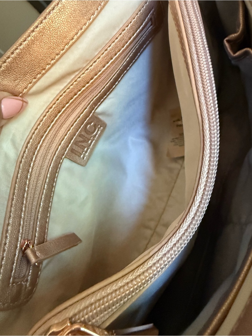 INC International Concepts Rose Gold Sequin Shoulder Bag - Picture 9 of 10